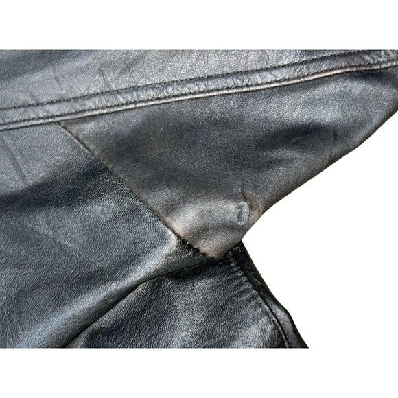 Izzi Womens VTG Leather Trench Coat Size M Black Film Noir Mafia - Picture 8 of 8